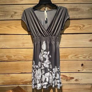Grey floral dress, size small